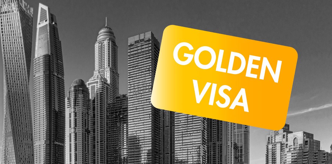 golden visa over dubai panoramic view