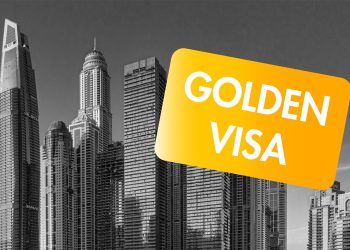 golden visa over dubai panoramic view