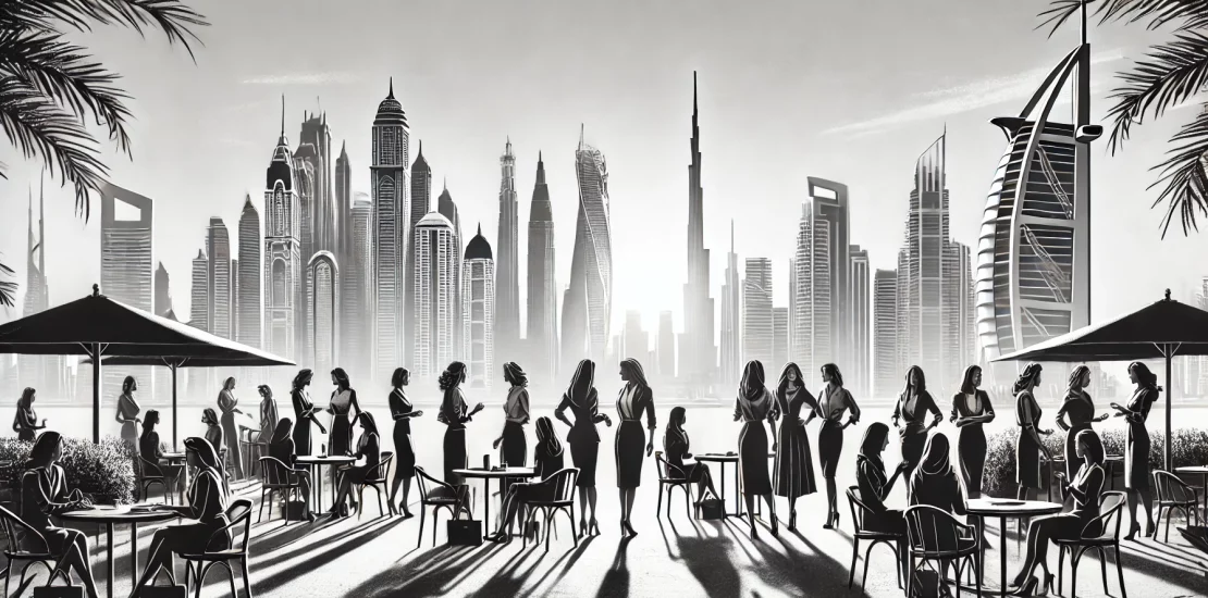 dubai skyline with women in business