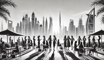 dubai skyline with women in business