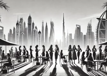 dubai skyline with women in business